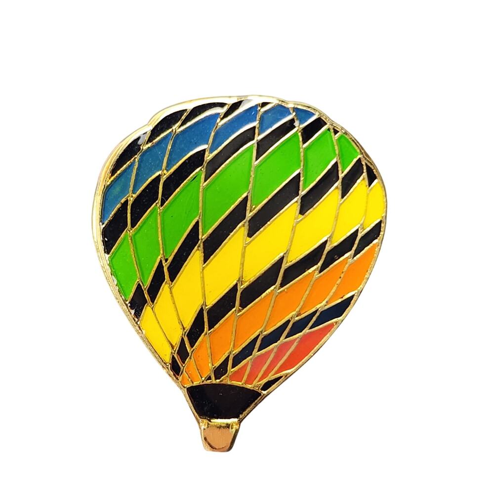 Hot Air Balloon Enamel Lapel Pin Rainbow Colors